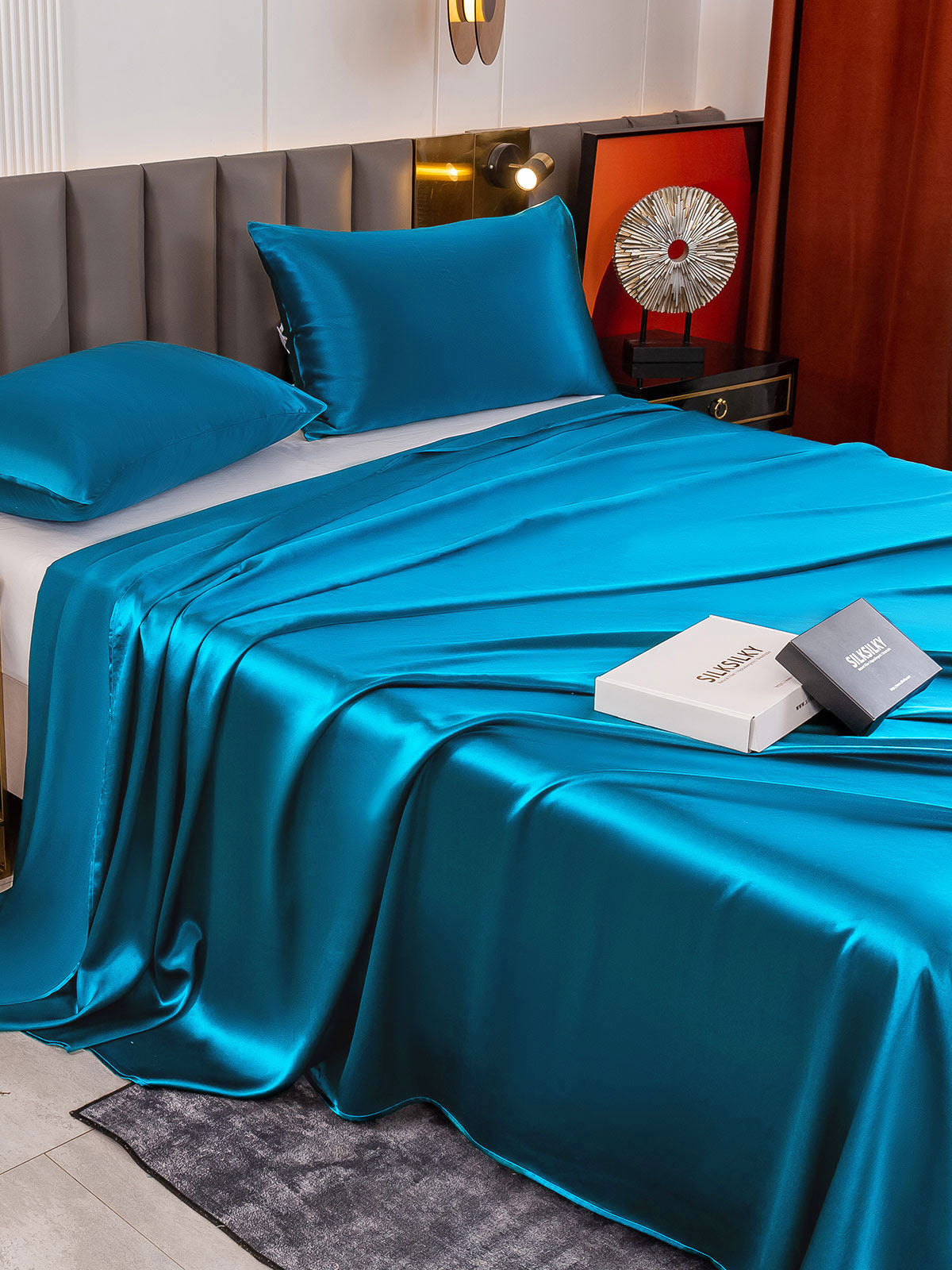 Set in seta da 3 pezzi 19Momme: lenzuolo sopra + 2 federe