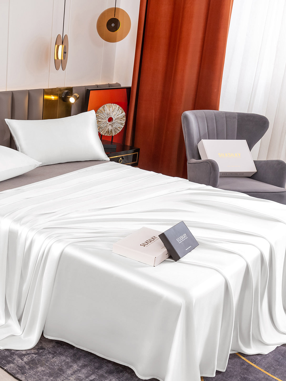 Set in seta da 3 pezzi 19Momme: lenzuolo sopra + 2 federe