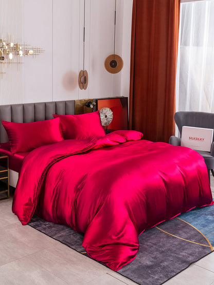 Set di seta 19Momme da 4 pezzi: copripiumino + lenzuolo con angoli + 2 federe