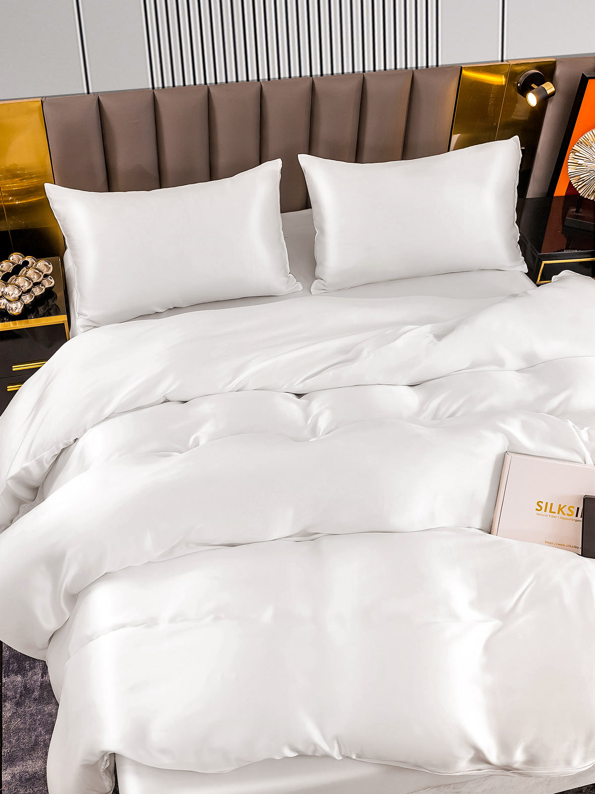 Set di seta 22Momme da 4 pezzi: copripiumino + lenzuolo con angoli + 2 federe