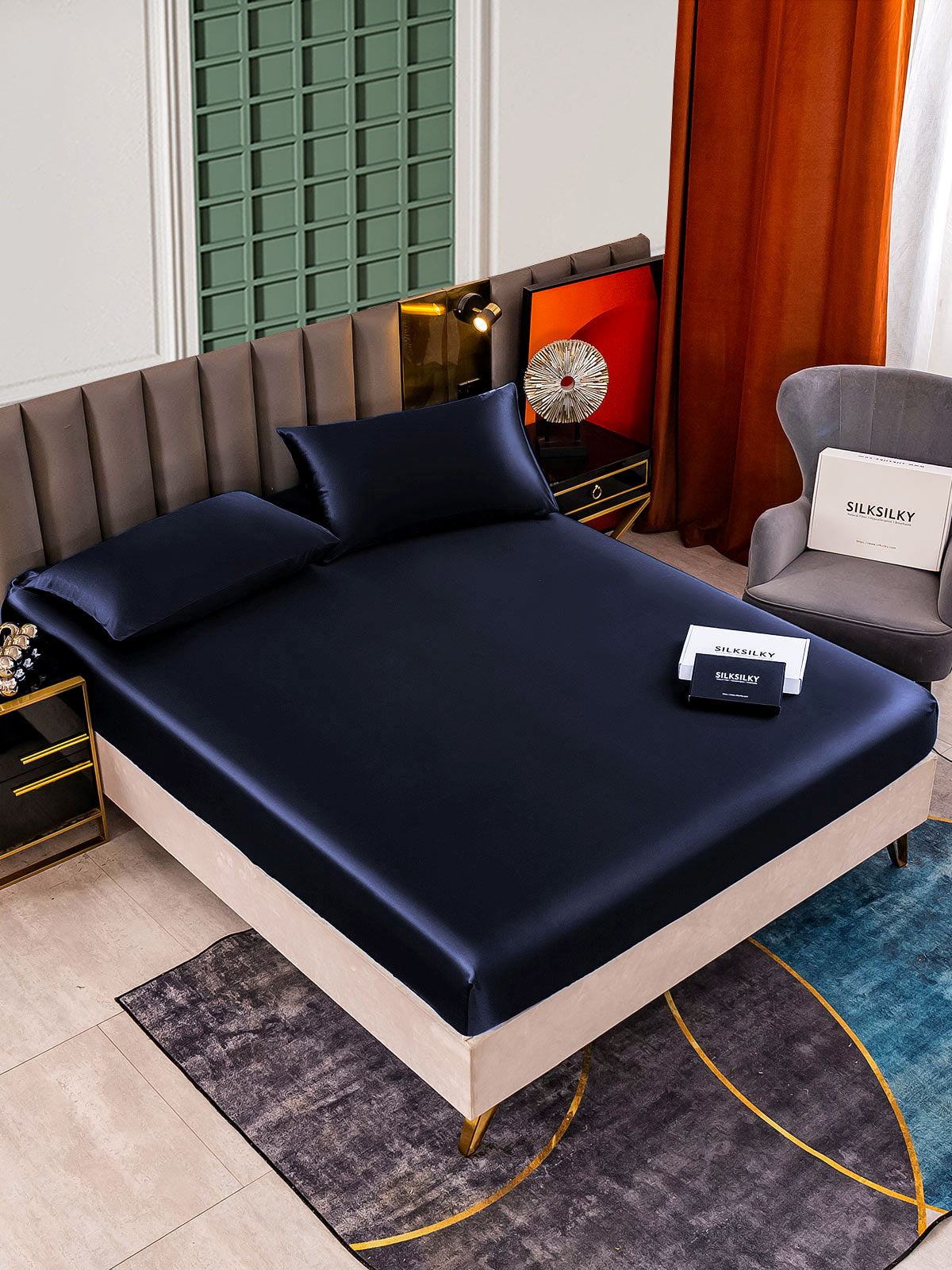 Set in seta da 3 pezzi 25Momme: lenzuolo con angoli + 2 federe