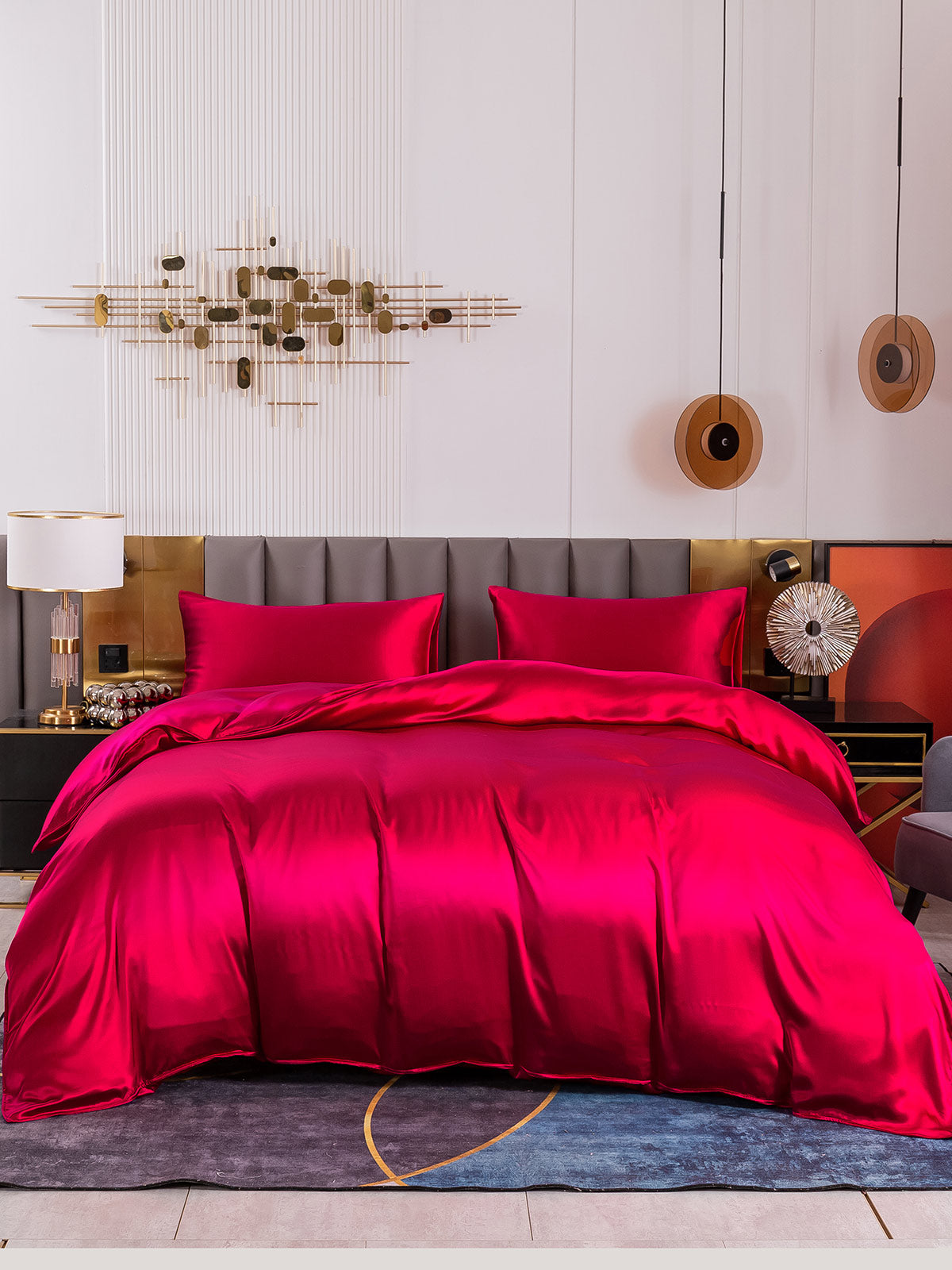 Set di seta 19Momme da 4 pezzi: copripiumino + lenzuolo + 2 federe