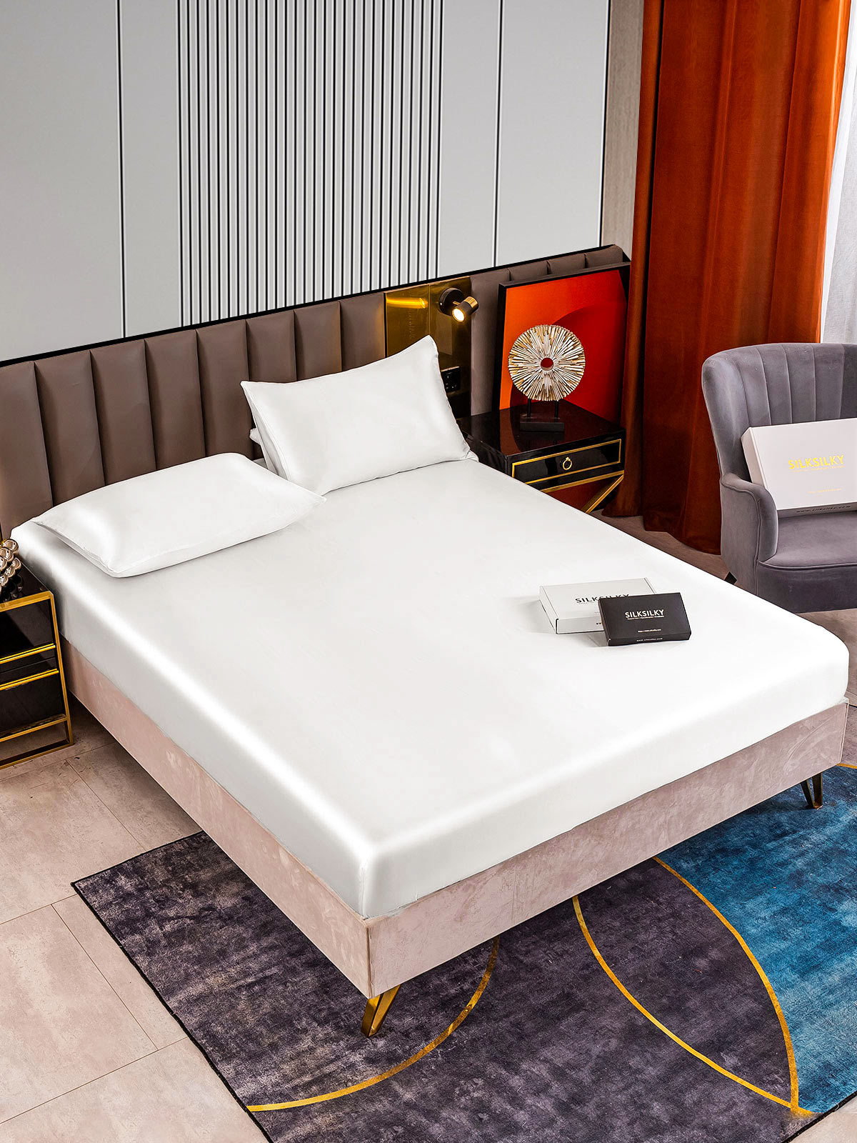 Set in seta da 3 pezzi 22Momme: lenzuolo con angoli + 2 federe