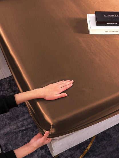 Set da 3 pezzi in seta 19Momme: lenzuolo con angoli + 2 federe