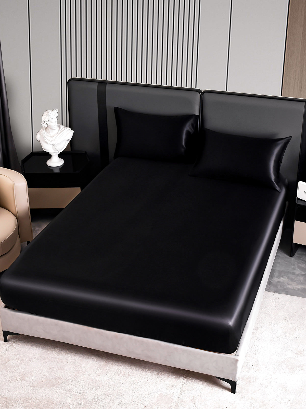 Set in seta da 3 pezzi 22Momme: lenzuolo con angoli + 2 federe