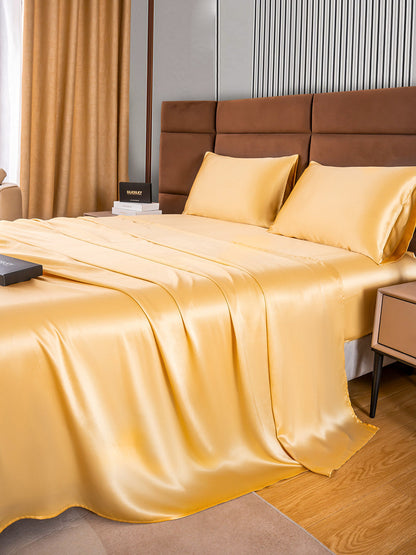 Set da 4 pezzi in seta 22Momme: lenzuolo sopra + lenzuolo con angoli + 2 federe