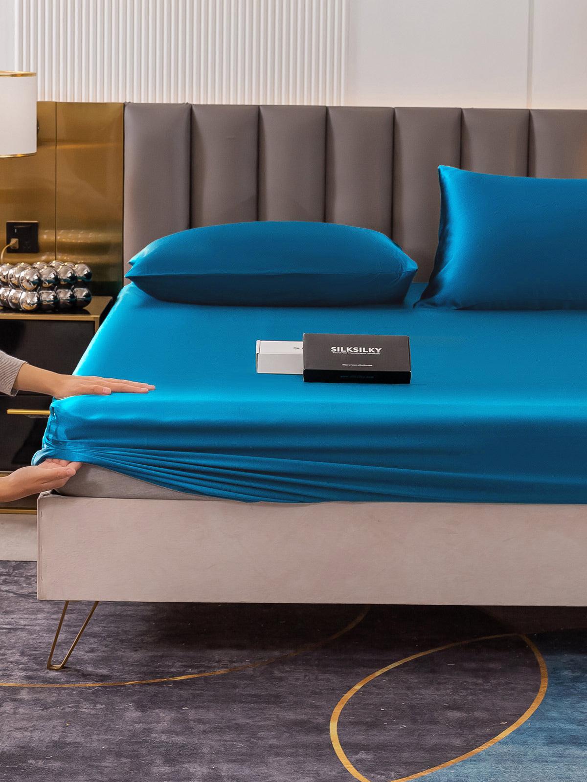 Set da 3 pezzi in seta 19Momme: lenzuolo con angoli + 2 federe