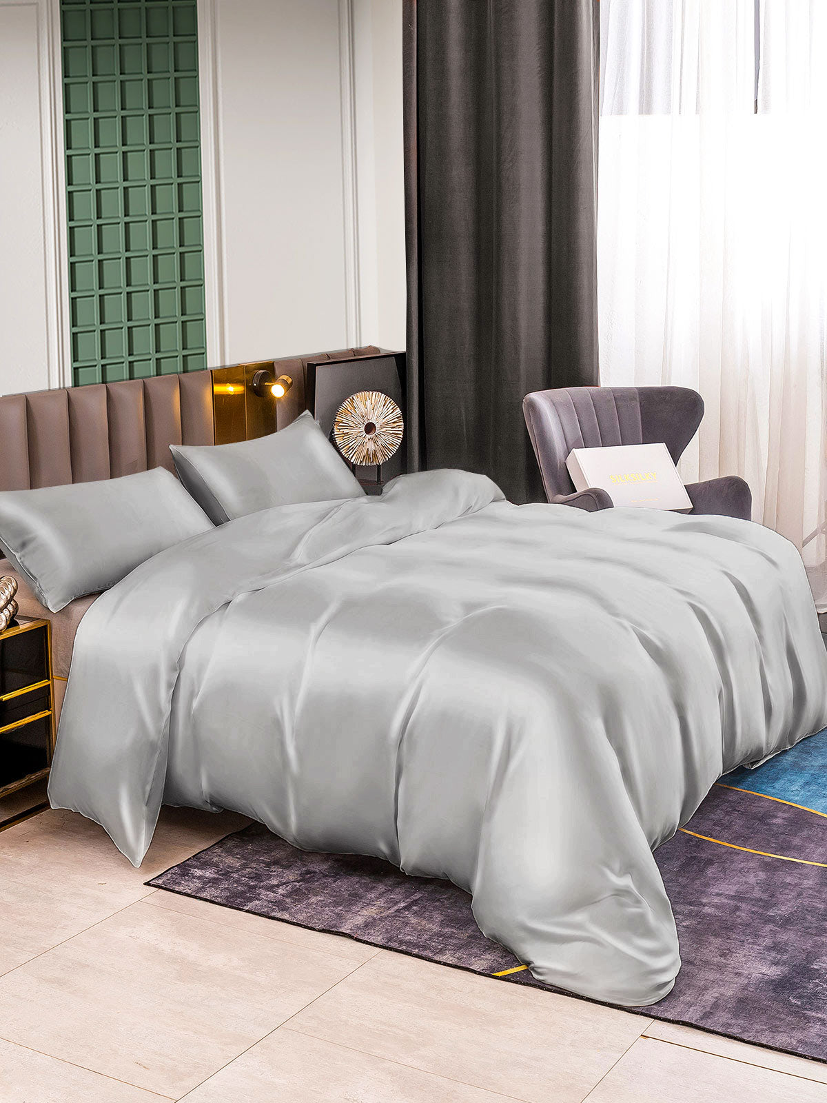 Set in seta da 3 pezzi 25Momme: copripiumino + 2 federe