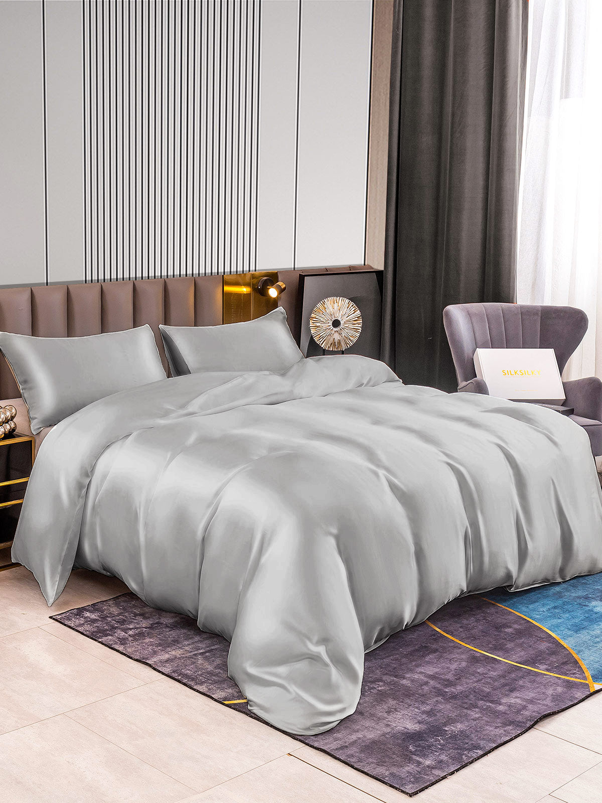 Set in seta da 3 pezzi 22Momme: copripiumino + 2 federe