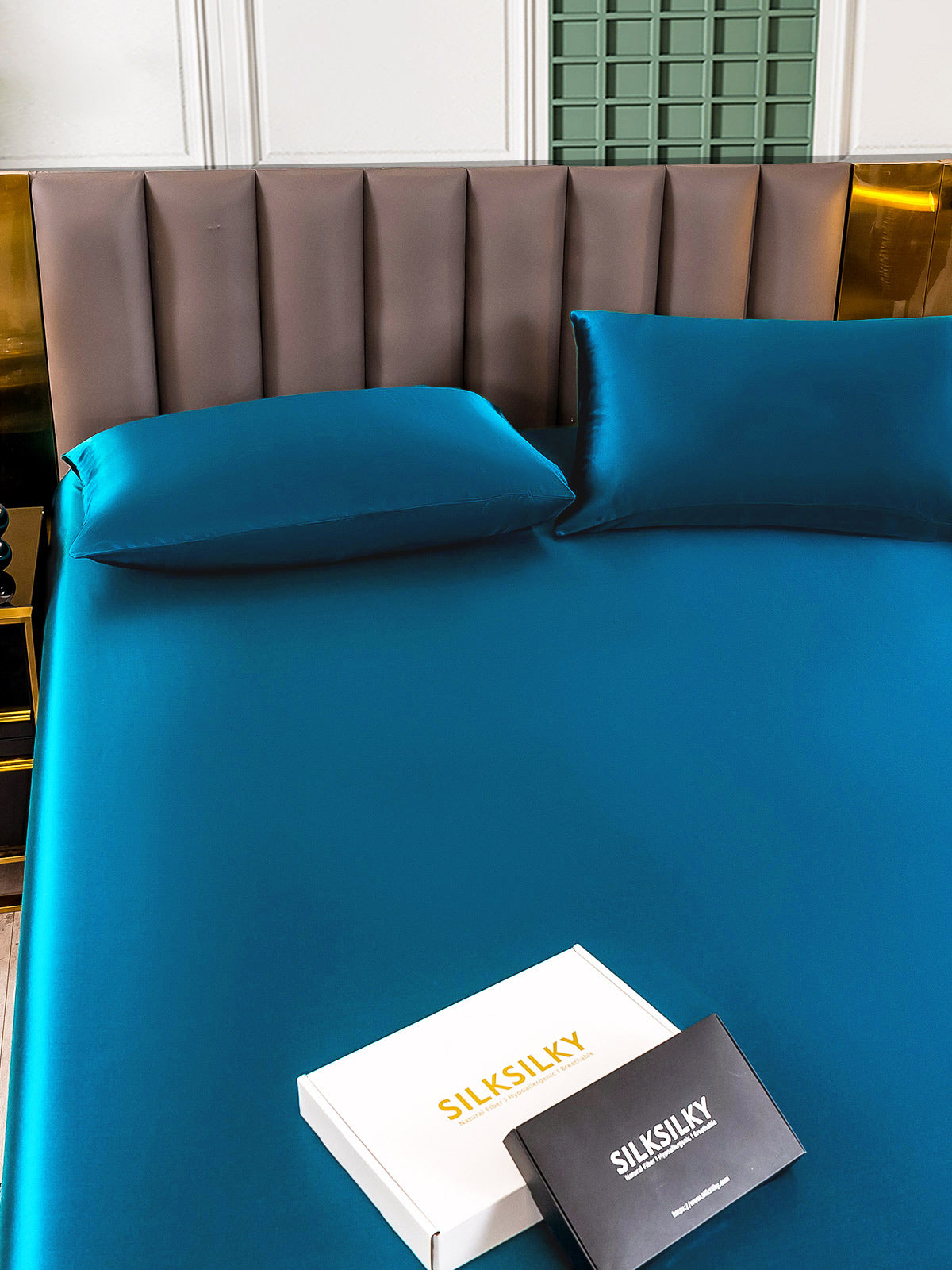 Set in seta da 3 pezzi 25Momme: lenzuolo con angoli + 2 federe