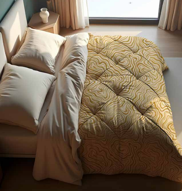 Trapunta MATRIMONIALE Dune con trama oro