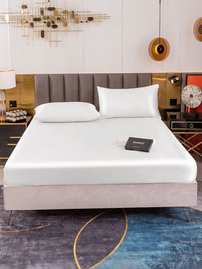 Set da 3 pezzi in seta 19Momme: lenzuolo con angoli + 2 federe