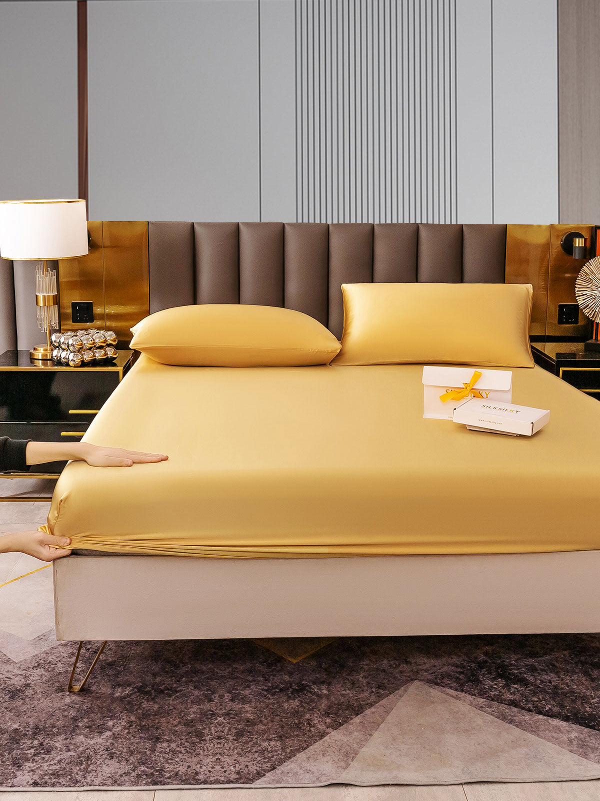 Set in seta da 3 pezzi 22Momme: lenzuolo con angoli + 2 federe