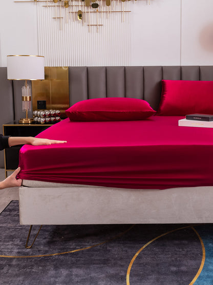 Set da 3 pezzi in seta 19Momme: lenzuolo con angoli + 2 federe