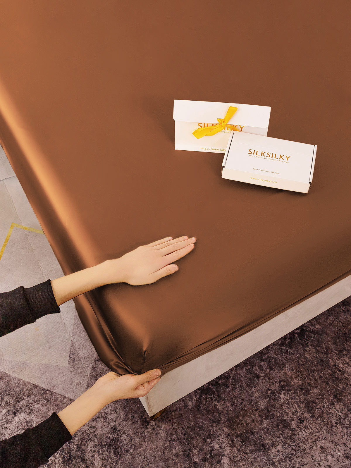 19 Momme lenzuolo con angoli di seta senza cucitura