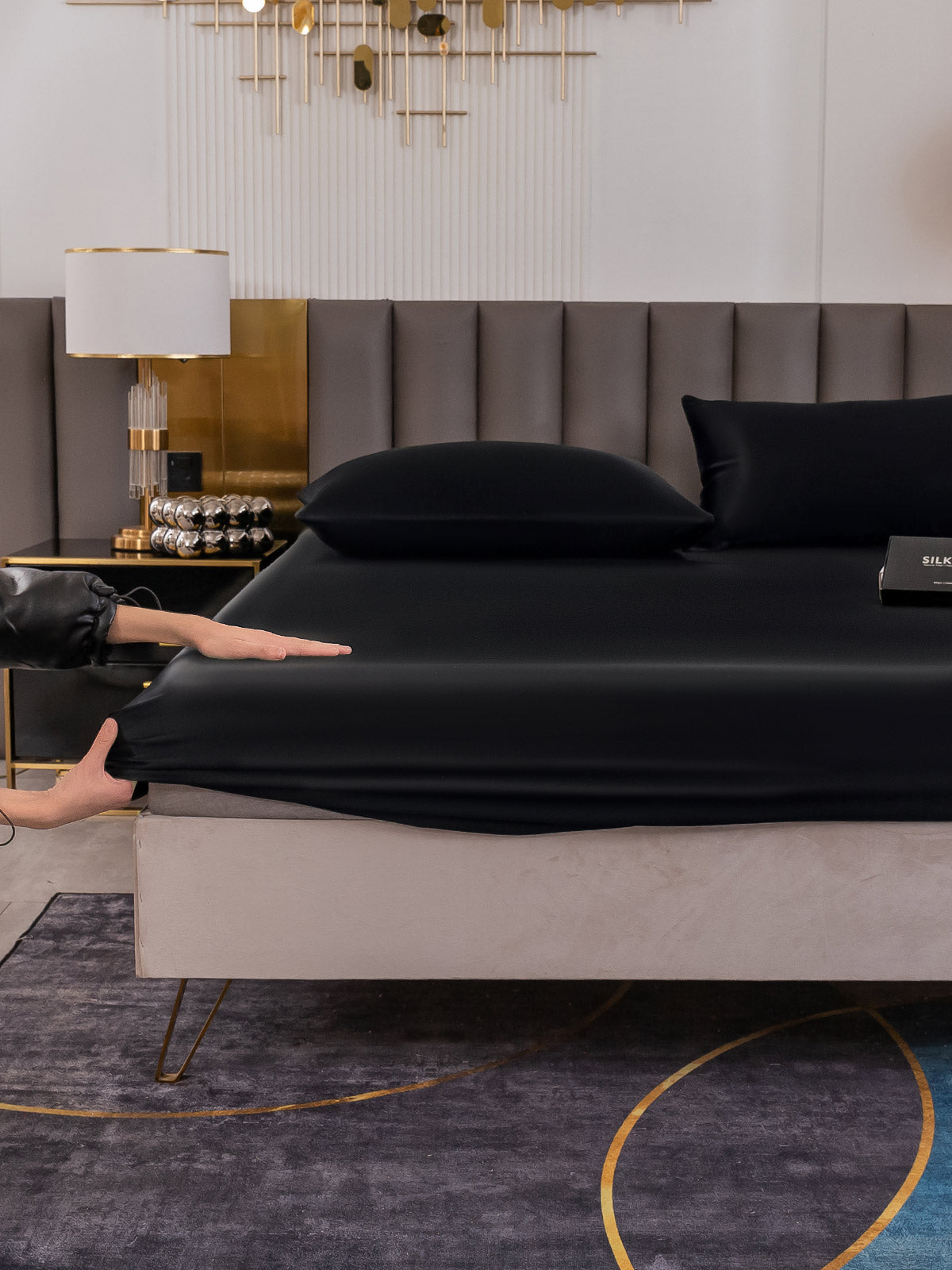 Set da 3 pezzi in seta 19Momme: lenzuolo con angoli + 2 federe