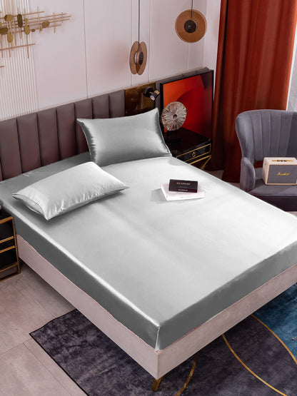 Set da 3 pezzi in seta 19Momme: lenzuolo con angoli + 2 federe