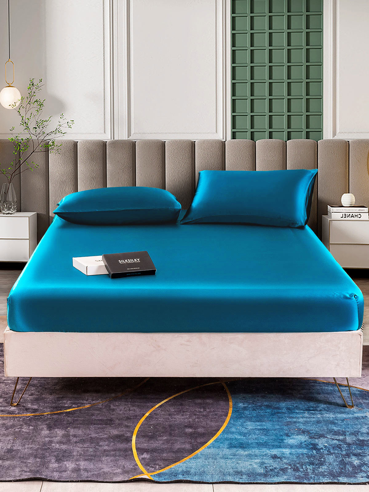 Set in seta da 3 pezzi 25Momme: lenzuolo con angoli + 2 federe