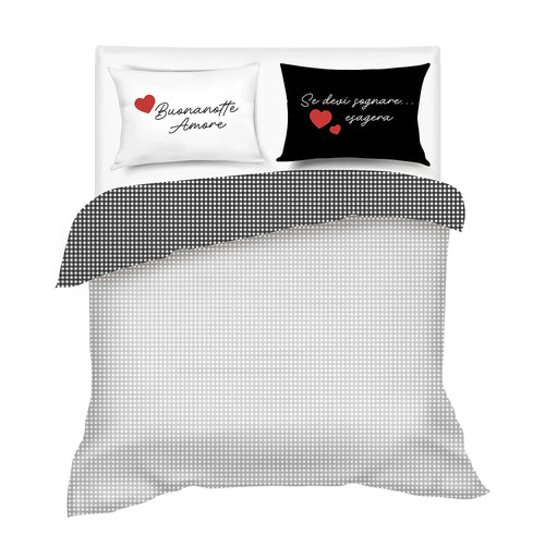 Completo letto Scritte d'Amore in raso di cotone