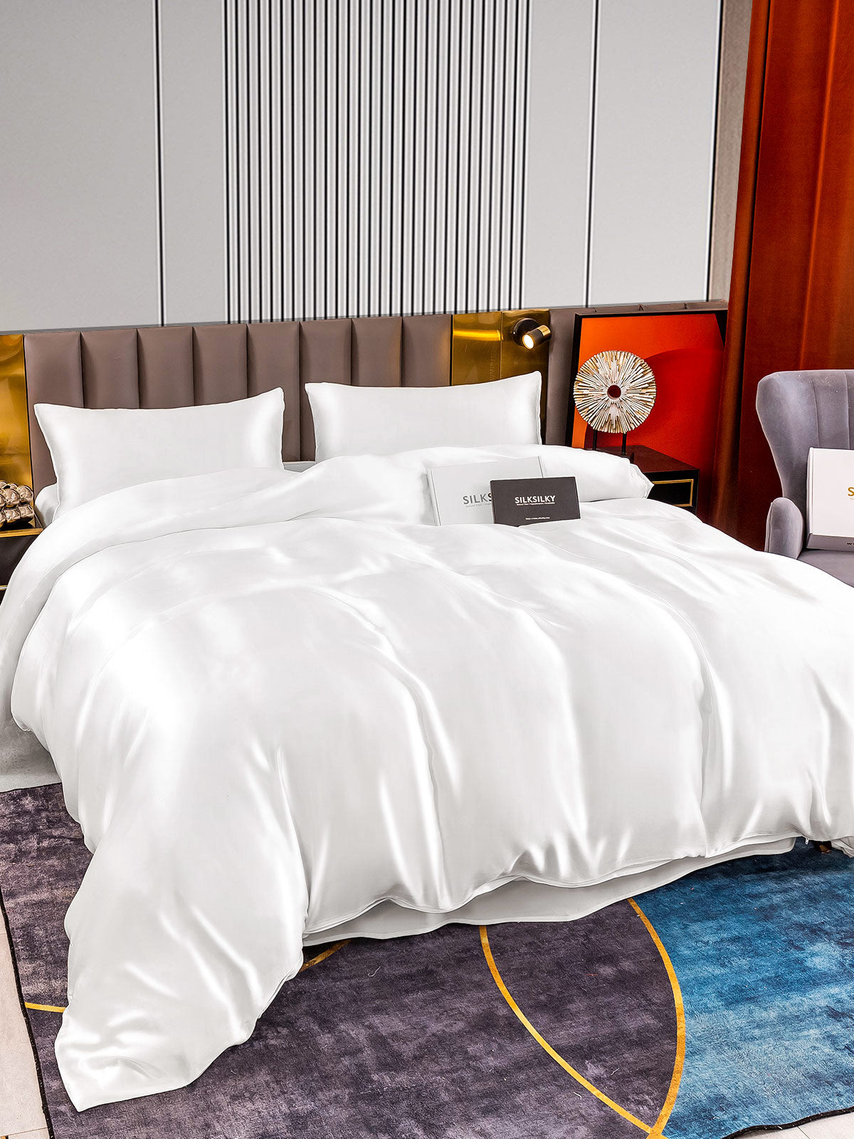 Set di seta 22Momme da 4 pezzi: copripiumino + lenzuolo + 2 federe