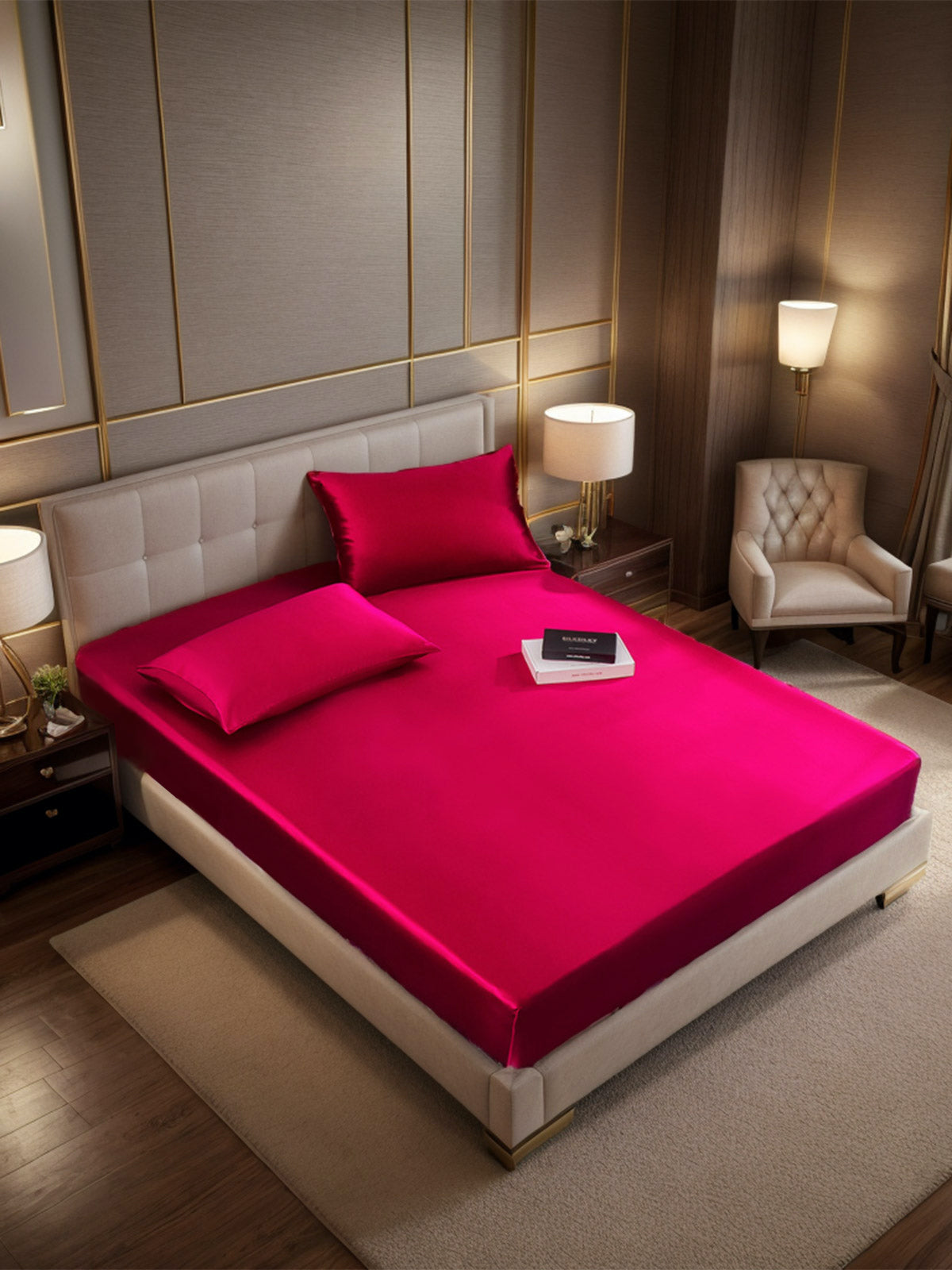 Set da 3 pezzi in seta 19Momme: lenzuolo con angoli + 2 federe