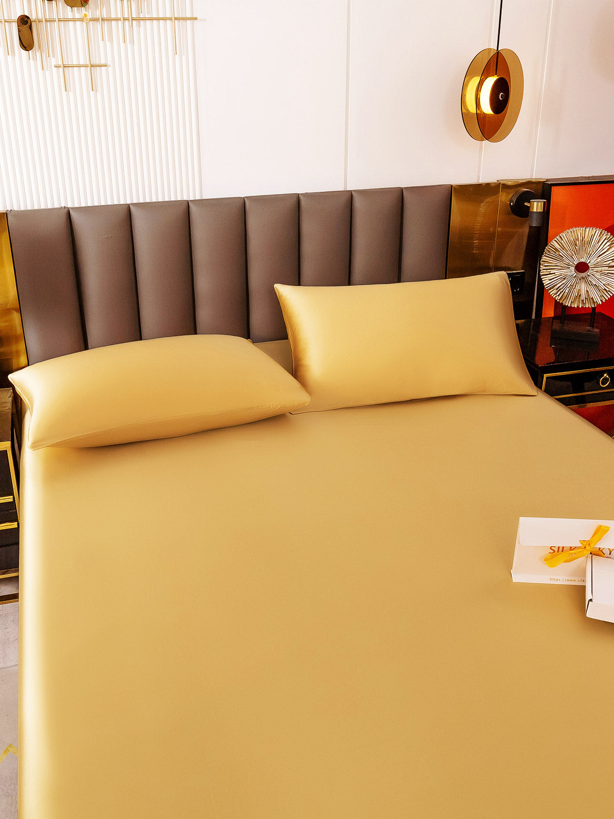 Set da 3 pezzi in seta 19Momme: lenzuolo con angoli + 2 federe