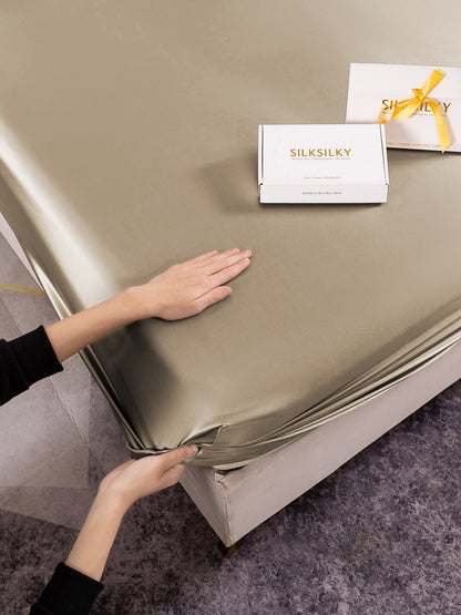 Set da 3 pezzi in seta 19Momme: lenzuolo con angoli + 2 federe