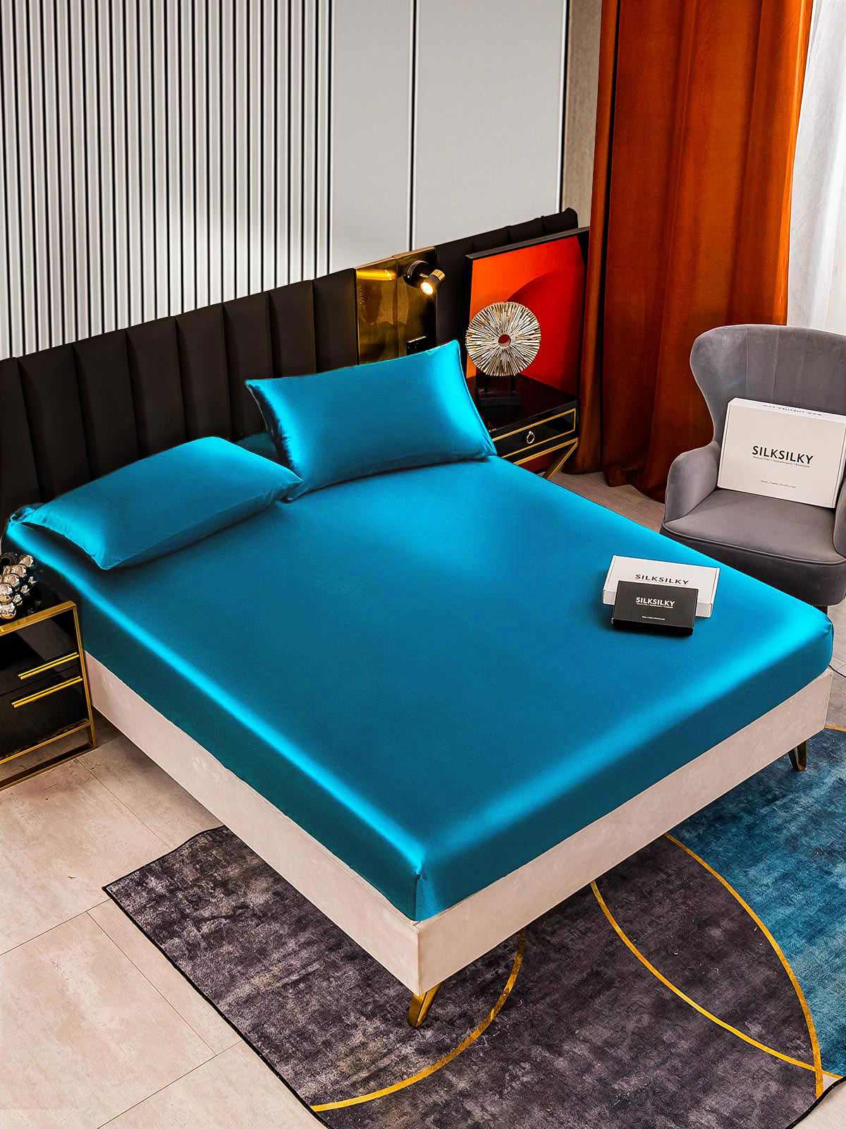 Set in seta da 3 pezzi 22Momme: lenzuolo con angoli + 2 federe