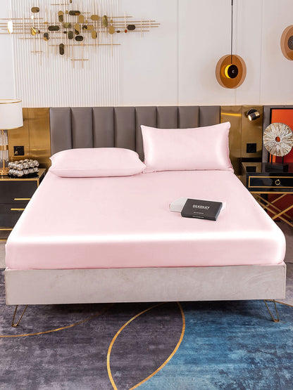 Set da 3 pezzi in seta 19Momme: lenzuolo con angoli + 2 federe