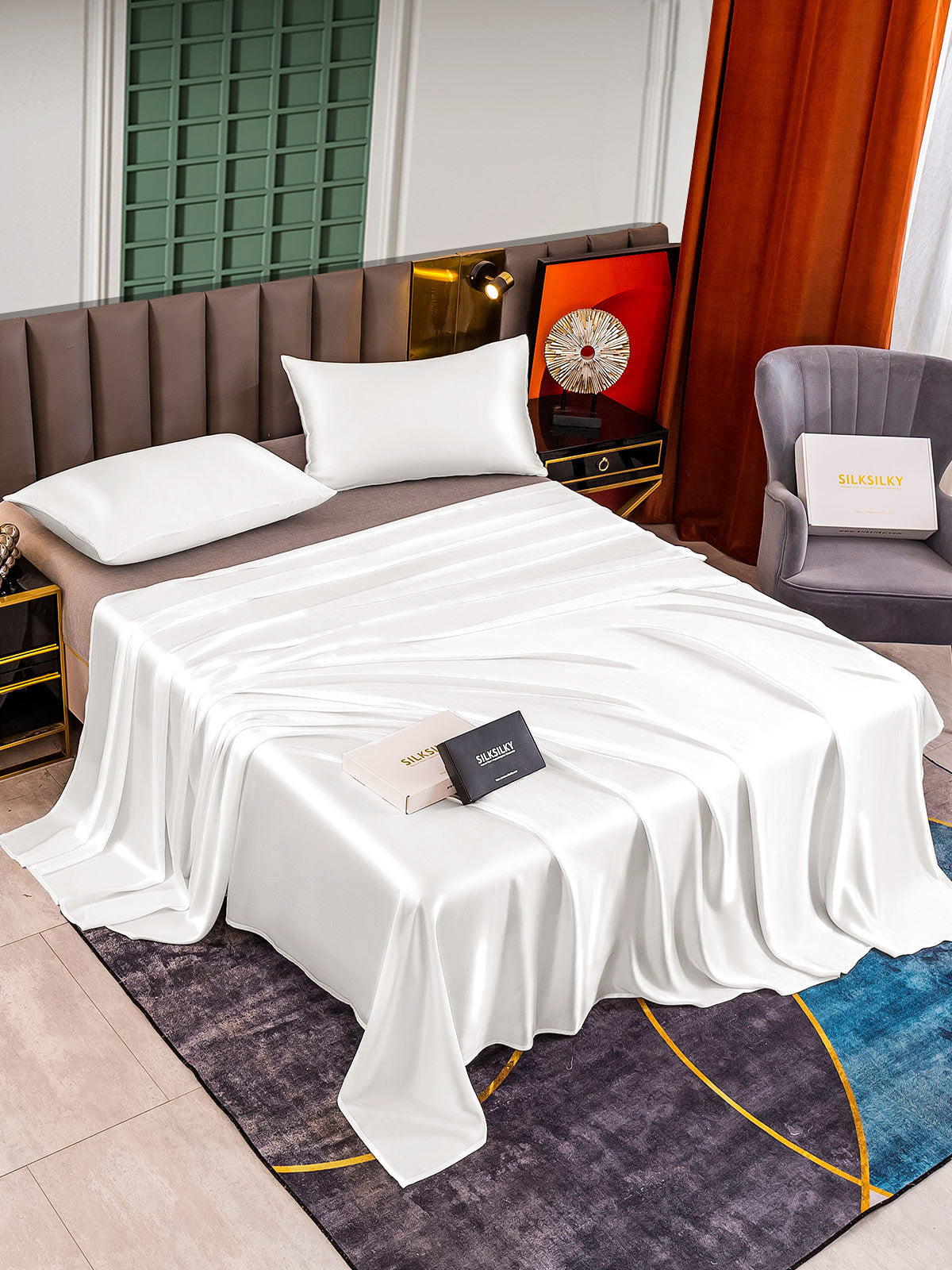 Set di seta da 3 pezzi 25Momme: lenzuolo sopra + 2 federe