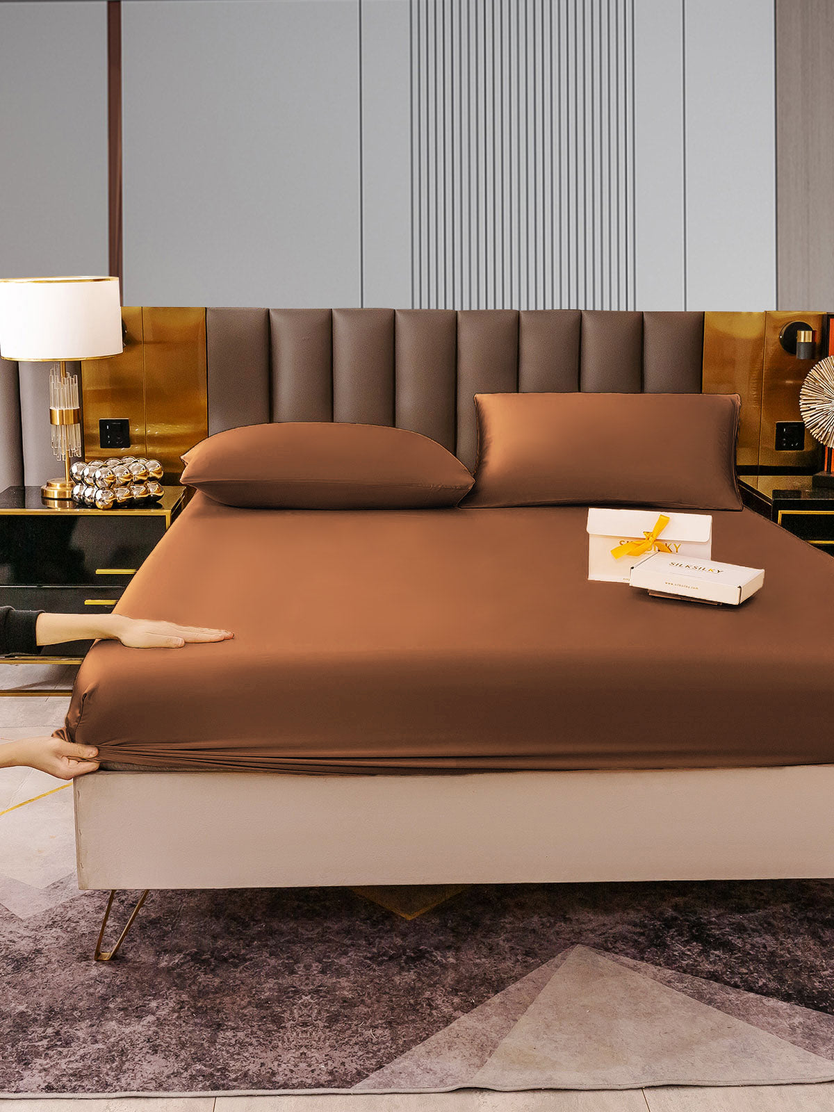 Set in seta da 3 pezzi 22Momme: lenzuolo con angoli + 2 federe