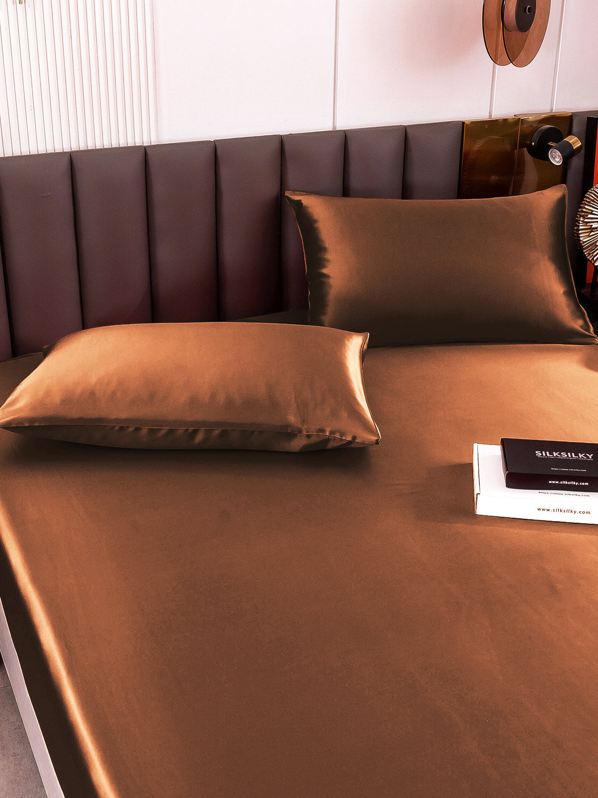 Set da 3 pezzi in seta 19Momme: lenzuolo con angoli + 2 federe