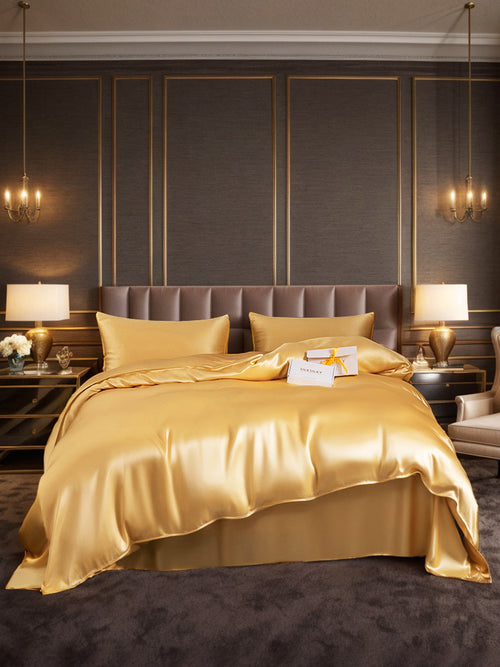 Set di seta 19Momme da 4 pezzi: copripiumino + lenzuolo + 2 federe