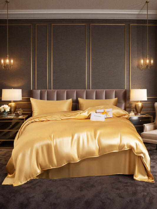 Set di seta 19Momme da 4 pezzi: copripiumino + lenzuolo + 2 federe