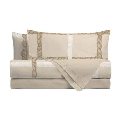Completo Letto Matrimoniale Fantasia Abbracciami Treccia Beige