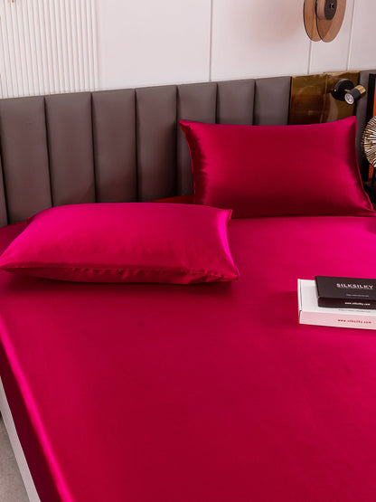 Set da 3 pezzi in seta 19Momme: lenzuolo con angoli + 2 federe