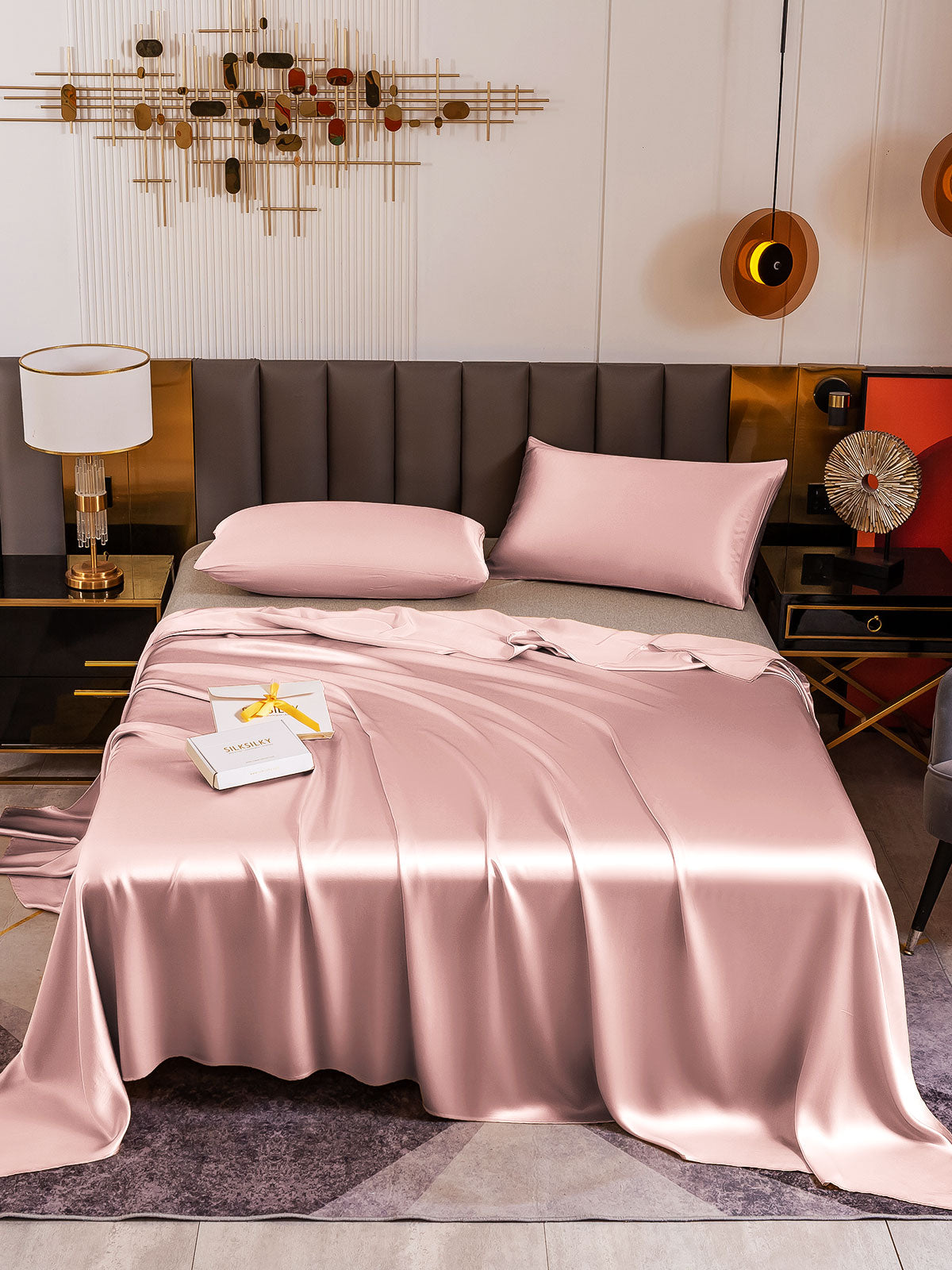 Set in seta da 3 pezzi 19Momme: lenzuolo sopra + 2 federe