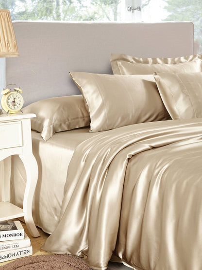 Set di biancheria da letto in seta 25MM 4 pezzi | Super Omaggio +1 Cuscino +1 Mascherina per gli occhi +1 Tappi per le orecchie