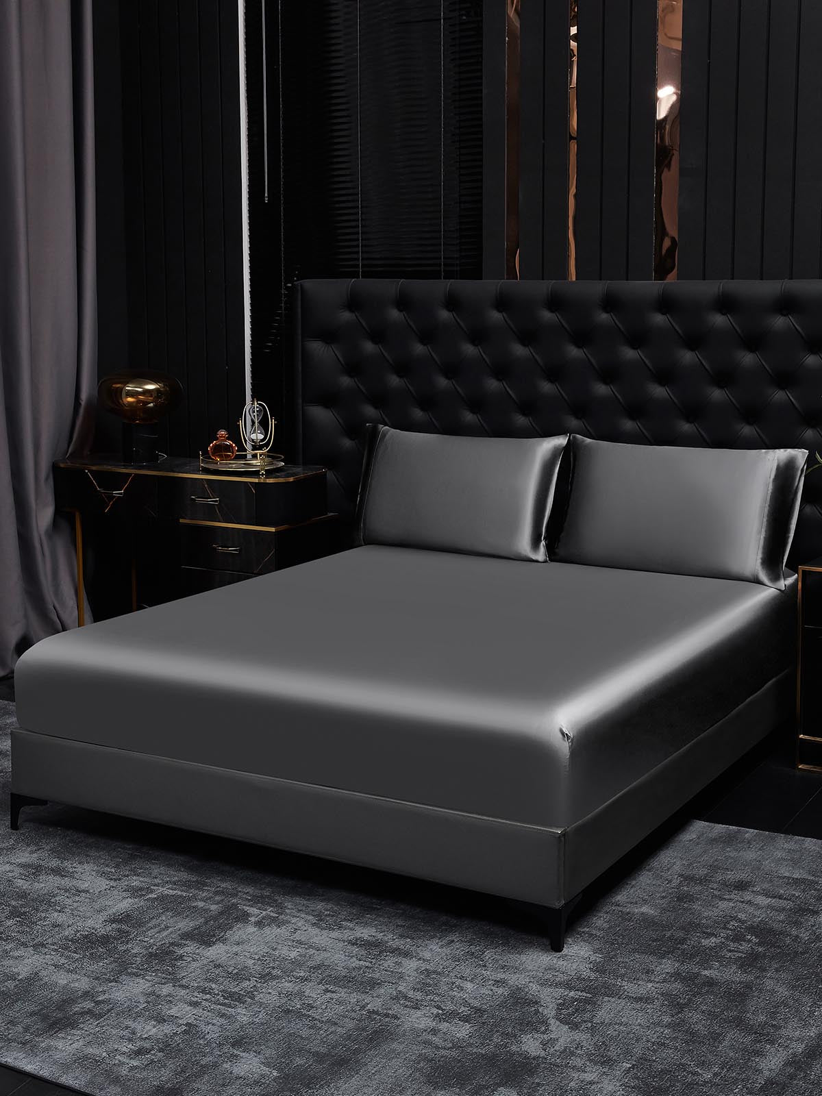 Set da 3 pezzi in seta 19Momme: lenzuolo con angoli + 2 federe