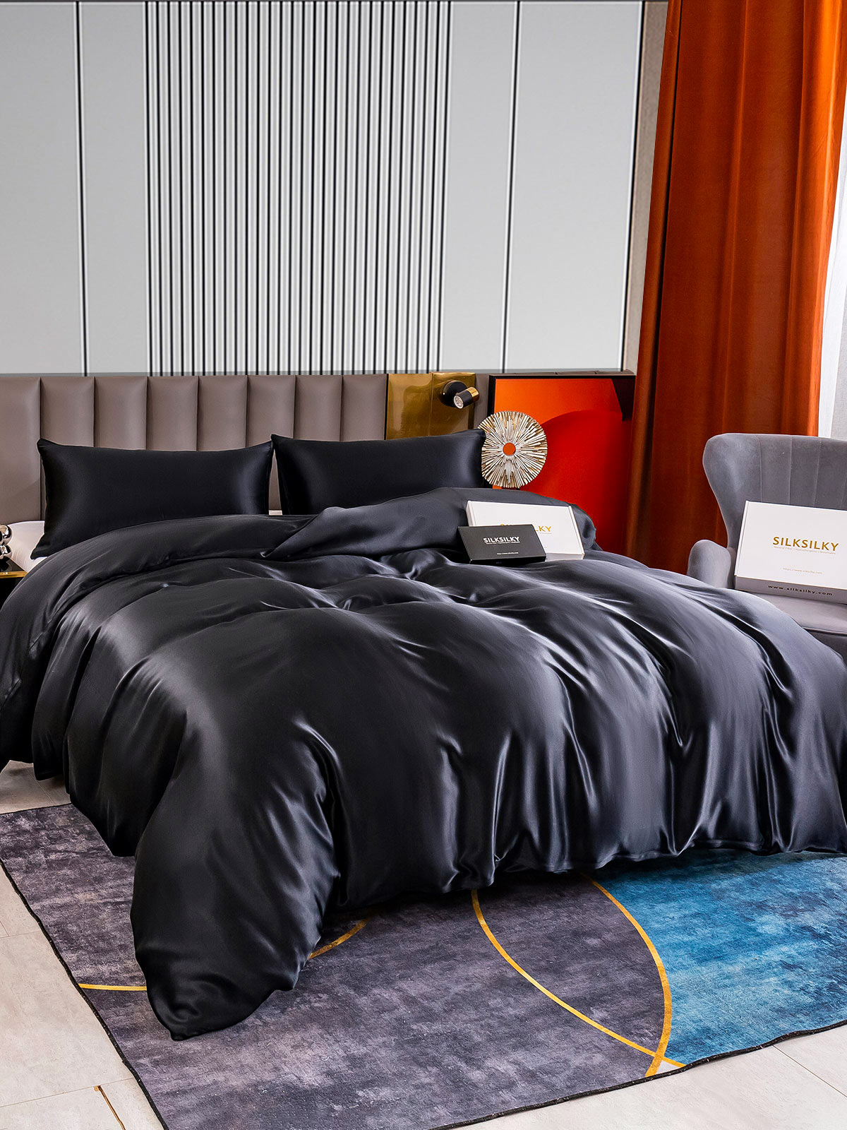 Set in seta da 3 pezzi 22Momme: copripiumino + 2 federe