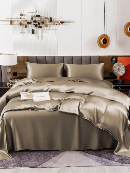 Set di seta 19Momme da 4 pezzi: copripiumino + lenzuolo + 2 federe