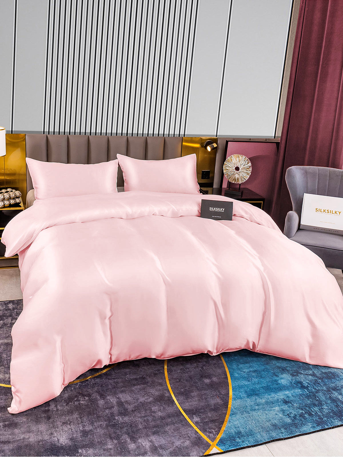 Set in seta da 3 pezzi 22Momme: copripiumino + 2 federe