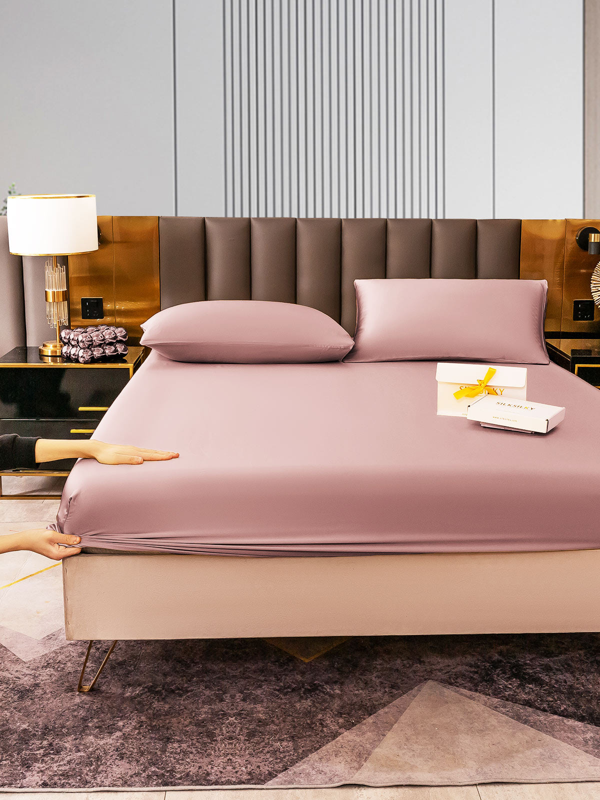 Set in seta da 3 pezzi 22Momme: lenzuolo con angoli + 2 federe