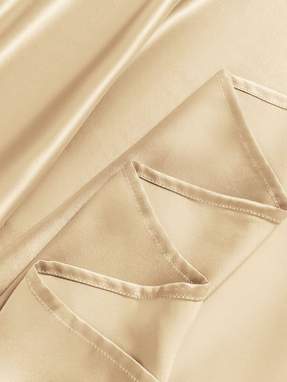 Set di seta 19Momme da 4 pezzi: lenzuolo sopra + lenzuolo con angoli + 2 federe