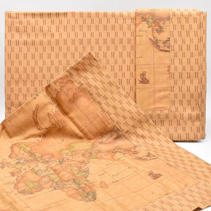 Completo Lenzuola Matrimoniale in Raso di Cotone Geo