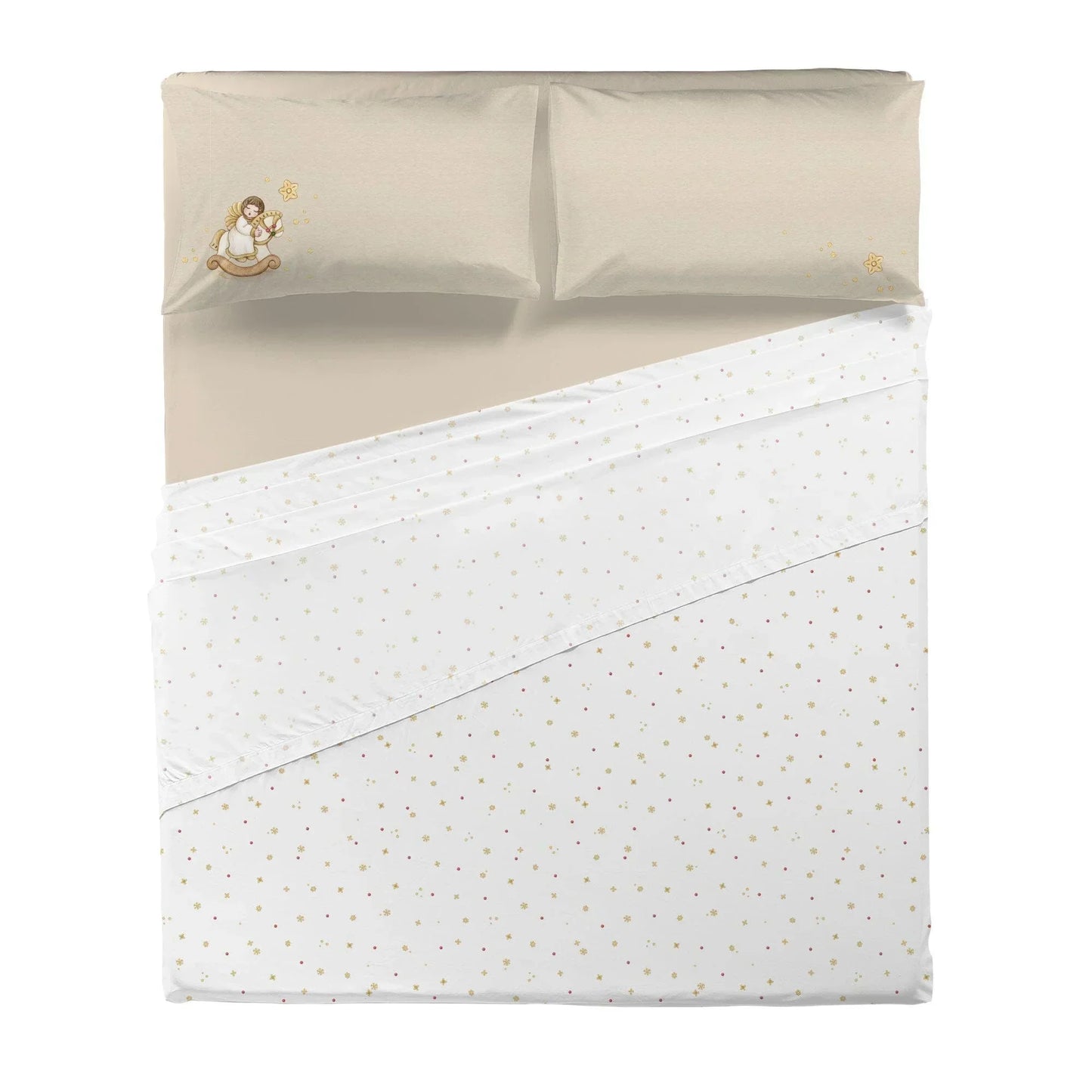 Completo Letto Matrimoniale  Fantasia Natale Angel Vanilla